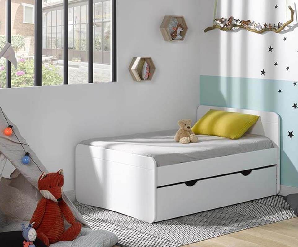 Weiß| Jugendbett Kinderbett mit einer Schublade und Matratze 140/160/180/190 