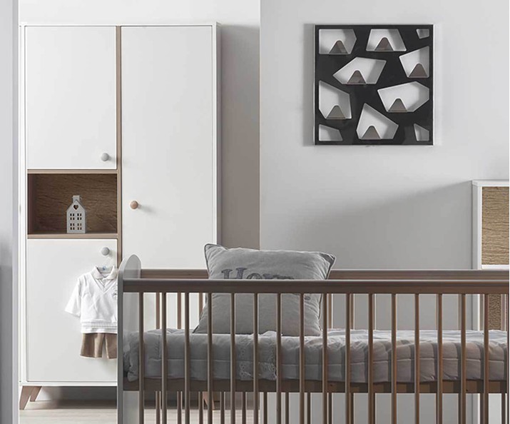 Babyzimmer komplett Bonheur Wei und Holz Farbe - anderer Blickwinkel