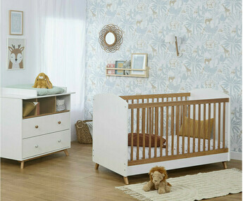 Mini-Babyzimmer Bonheur Wei und Holz Farbe