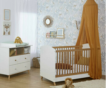 Mini-Babyzimmer Bonheur Weiß und Holz Farbe