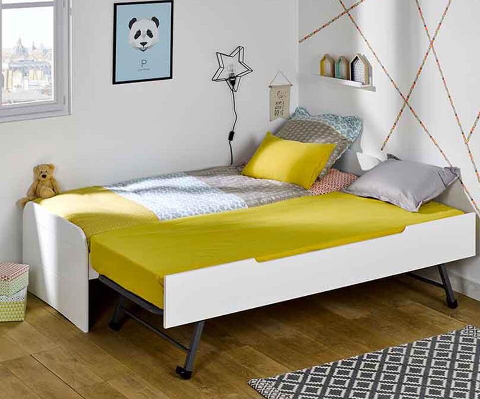 Kinder Ausziehbett Matheo aus massivholz mit 2 Matratzen