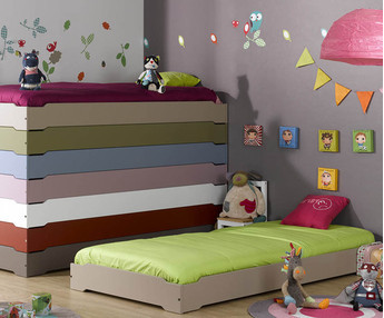 Paket Stapelbares Kinderbett Aix Lein mit Lattenrost und Matratze