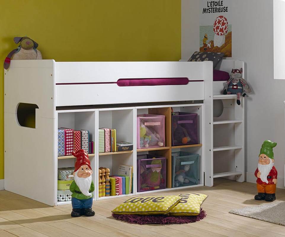 Kinder Halb Hochbett Spark Aus Massivholz Mit Matratze