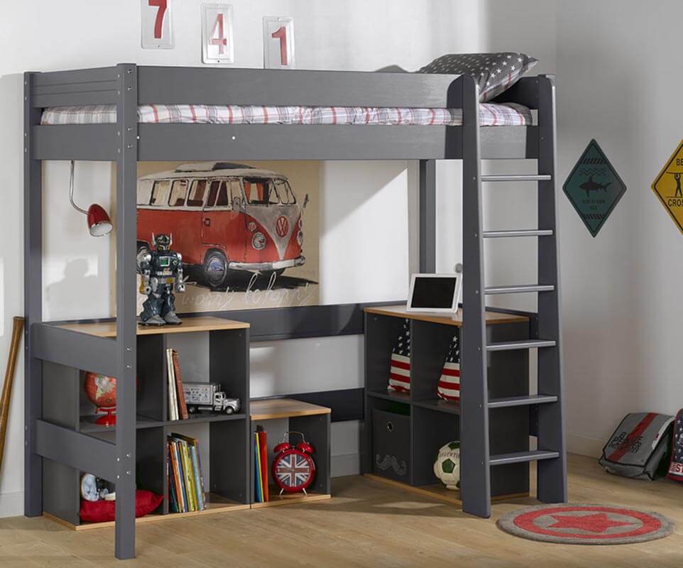 Kinder Hochbett Clay Aus Massivholz Mit Matratze