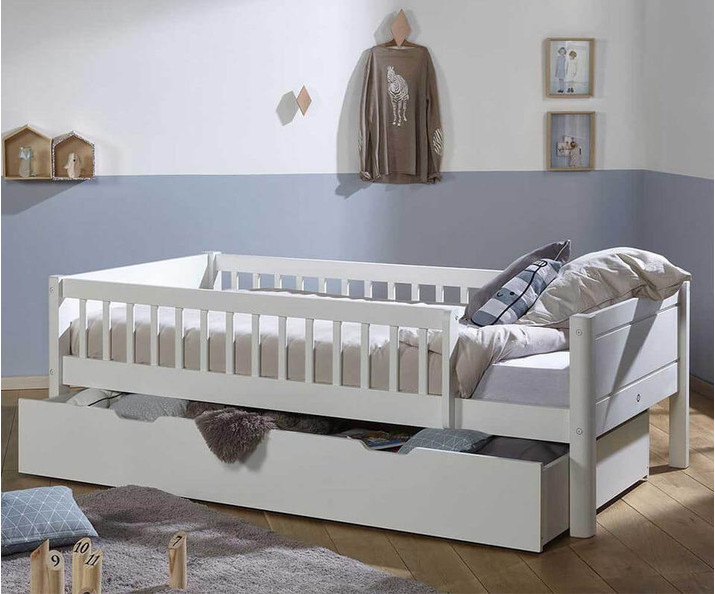 Kinderbett Chenapan mit Rausfallschutz, Lattenrost und Matratze - mit Schublade